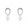 Beginnings Open Organic Oval and Freshwater Pearl Drop Earrings