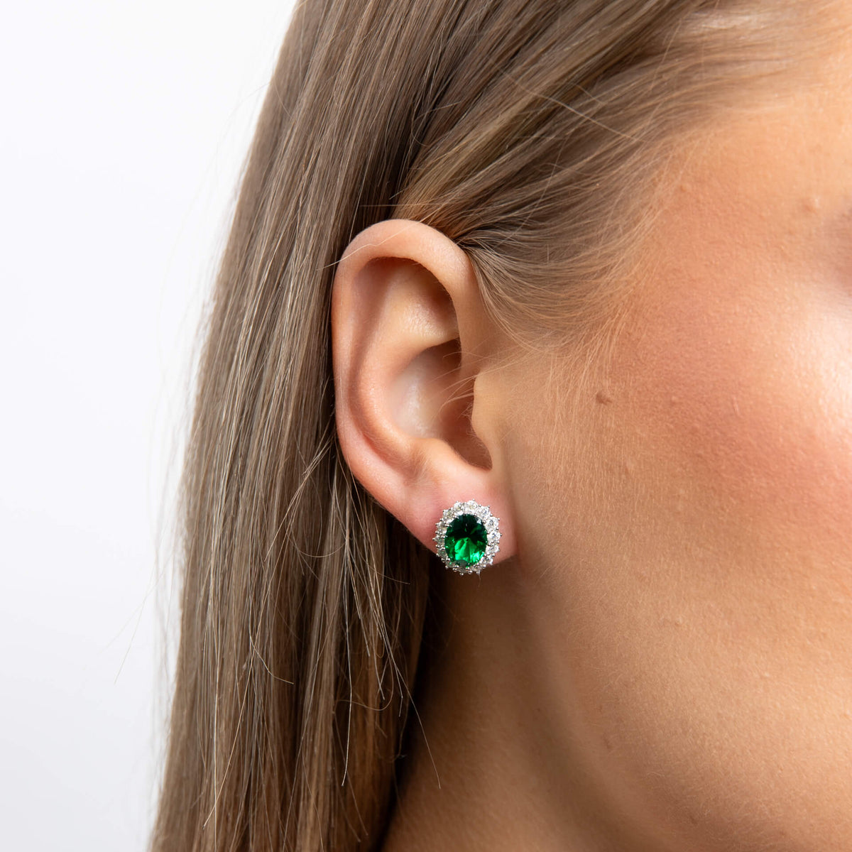 Diamonfire Ohrstecker, oval, mit Krappenfassung