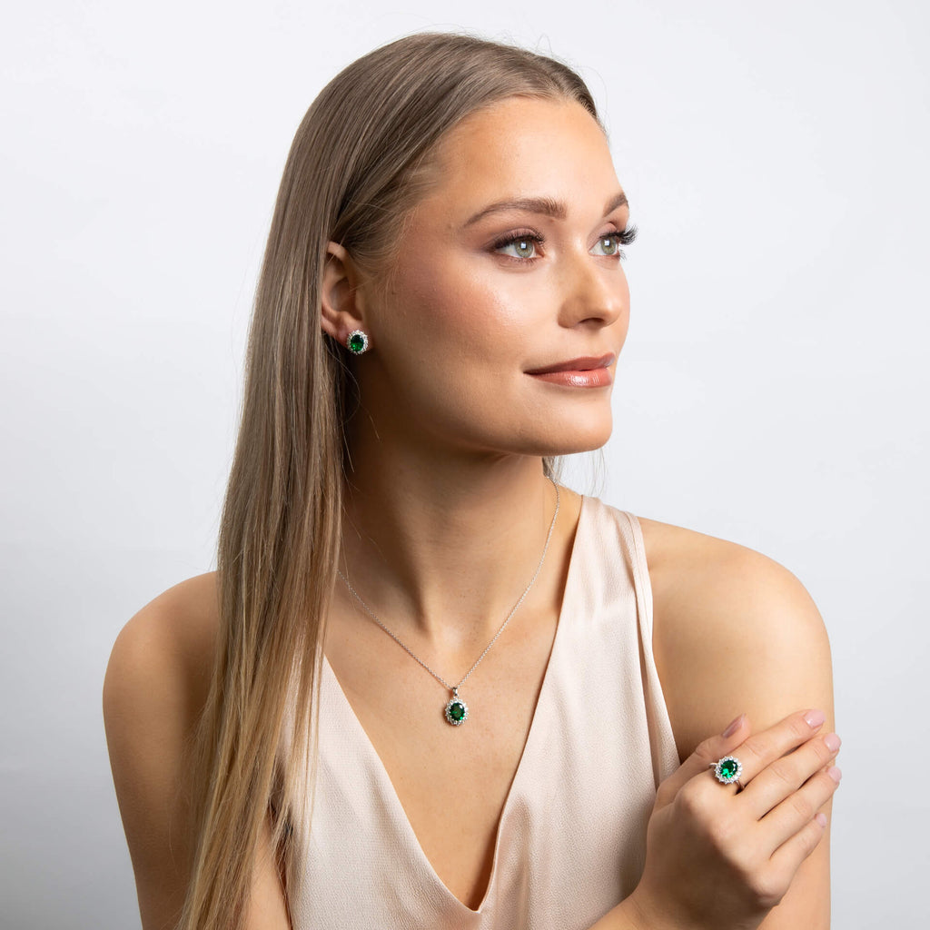 Diamonfire Oval Stud Earrings with Surround