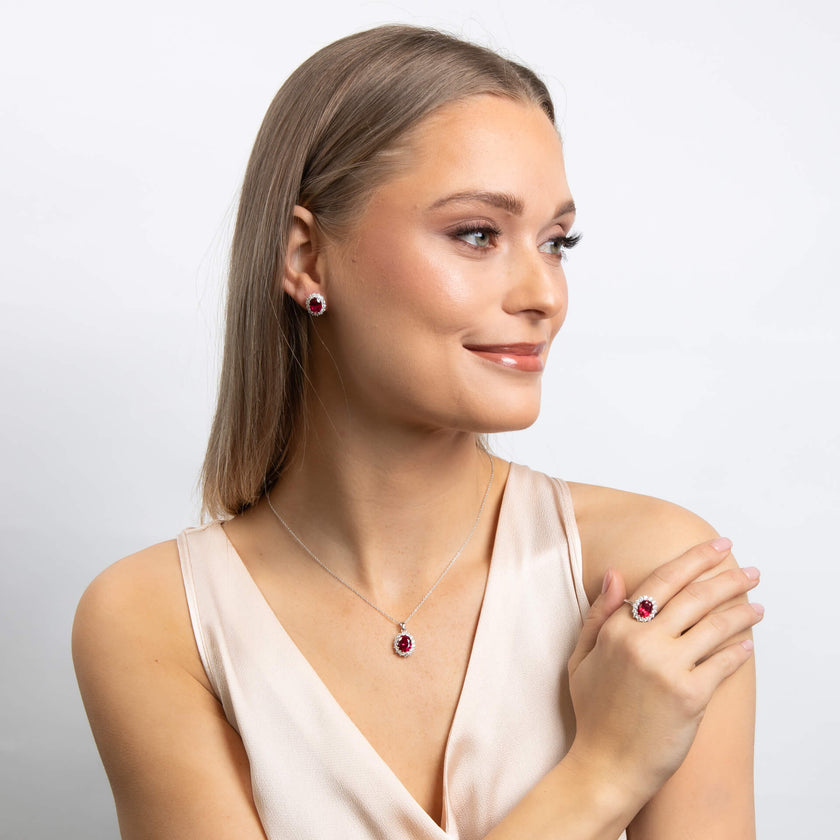Diamonfire Anhänger mit ovalem Stein und Umrandung