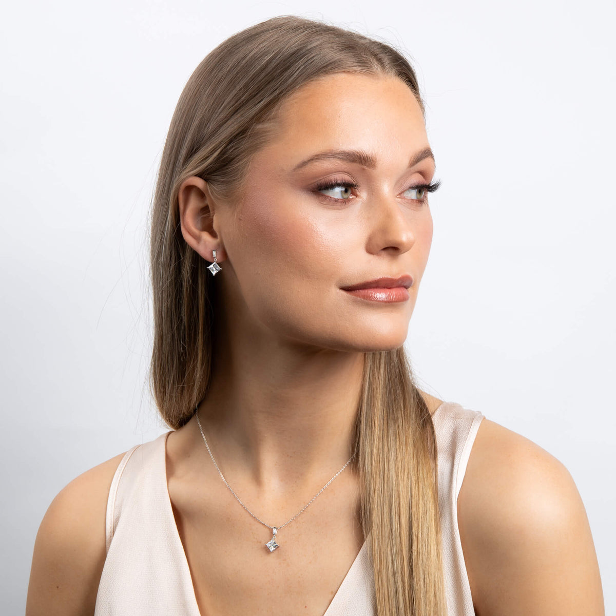 Diamonfire Princess Cut Drop Earrings