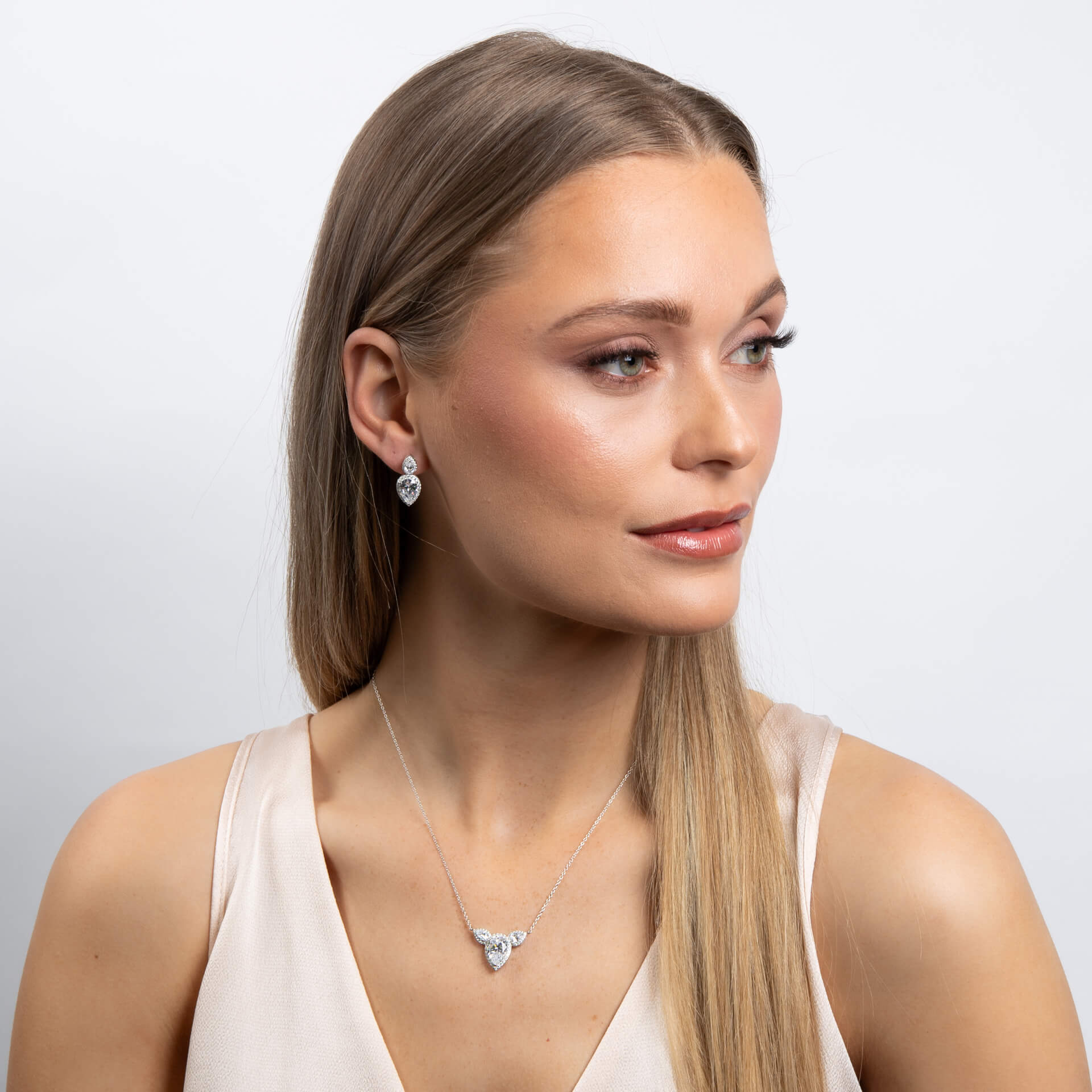 Diamonfire Triple Teardrop Statement Necklace
