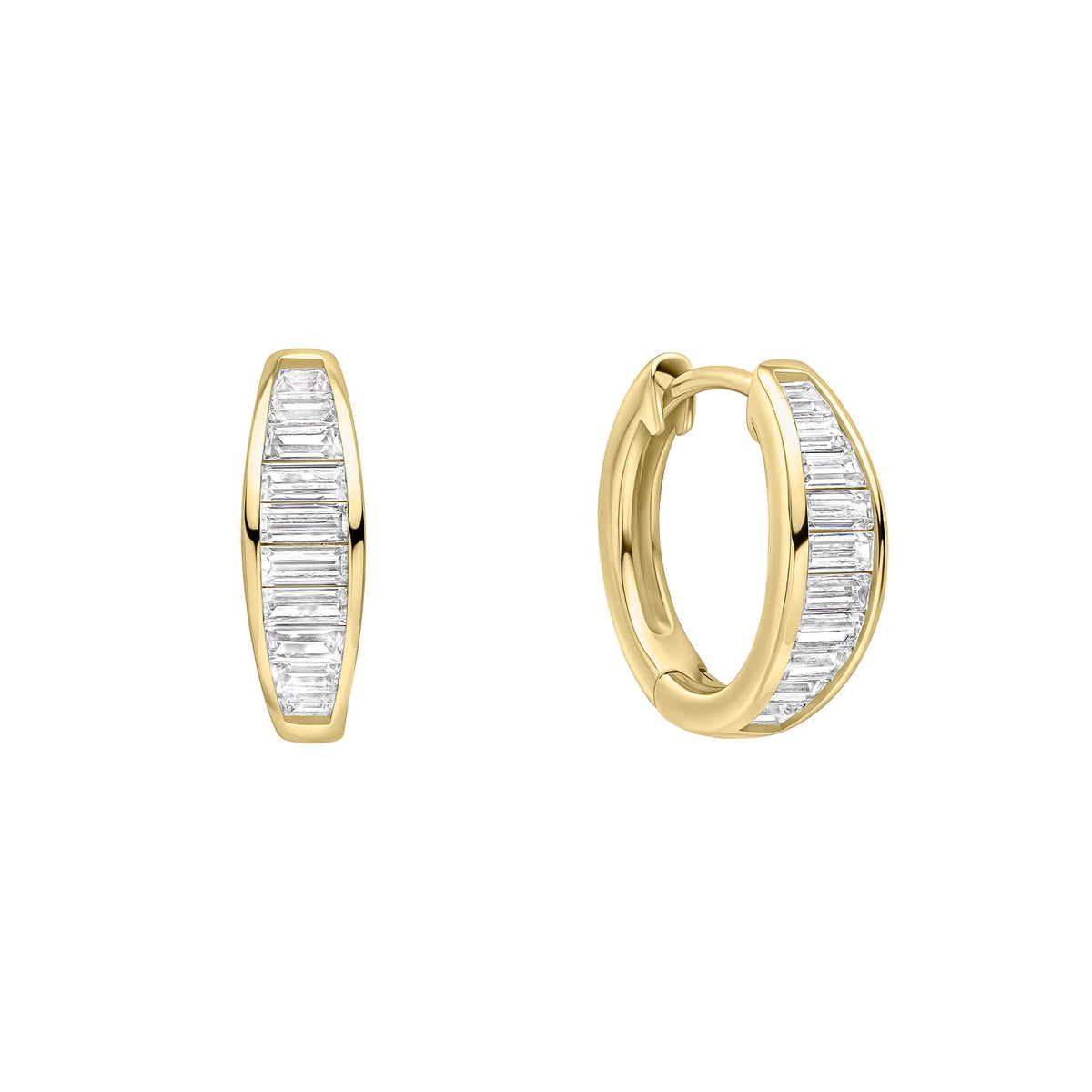 Diamonfire Channel Set Baguette Zirconia Hoop Earrings