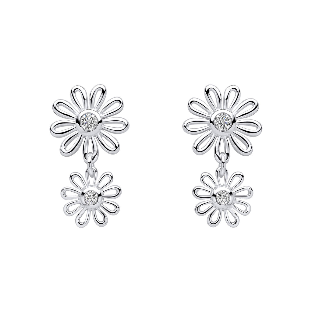 Laura Ashley Silver Thorncliff Daisy Drop Earrings