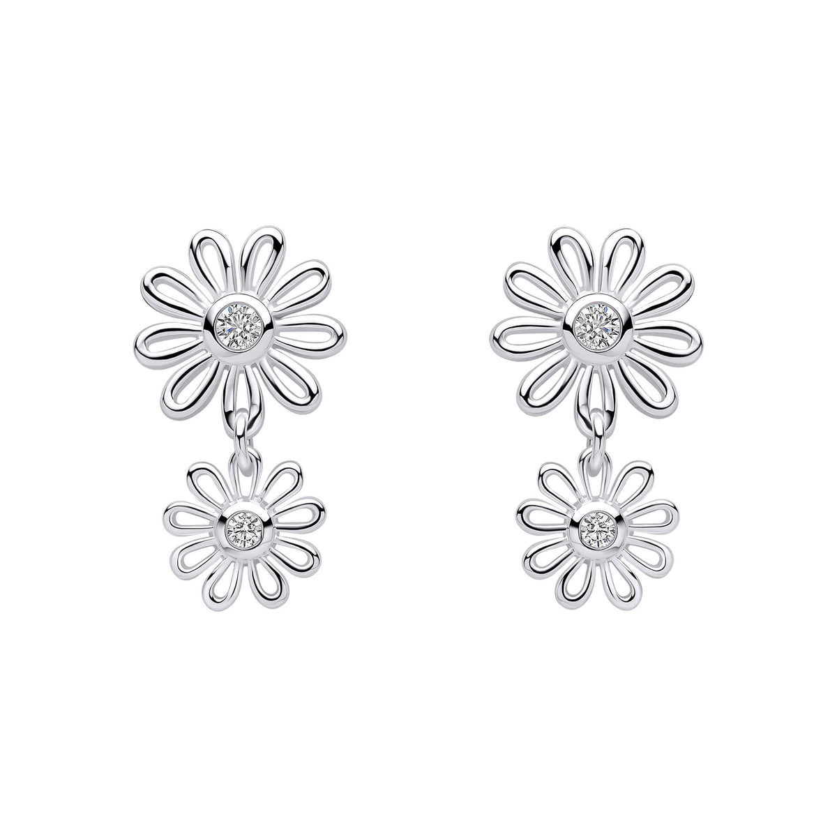 Laura Ashley Silver Thorncliff Daisy Drop Earrings
