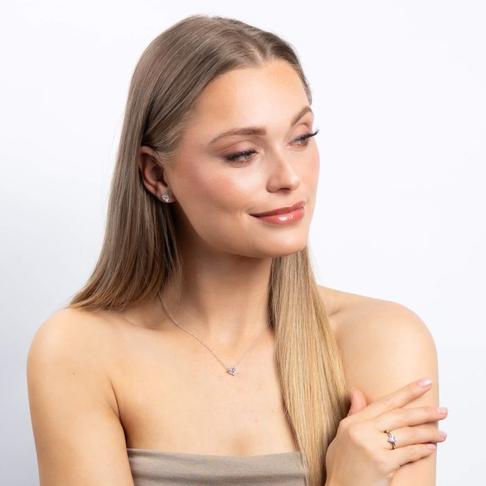 Diamonfire Solitär Ohrstecker Herz Zirkonia