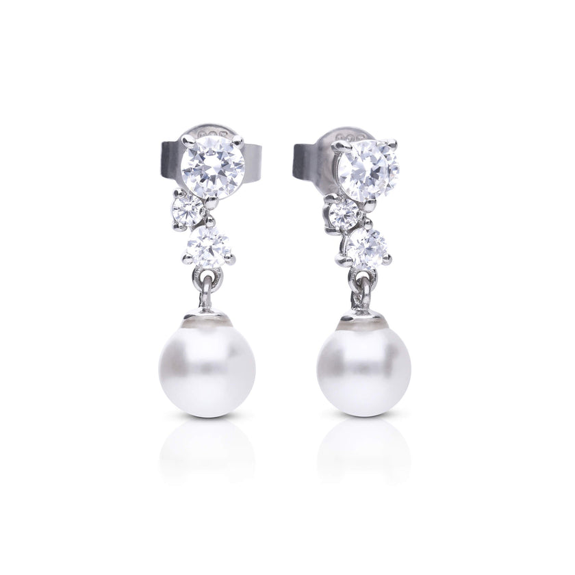 Diamonfire Shell-Perlen-Ohrhänger mit Zirkonia-Cluster