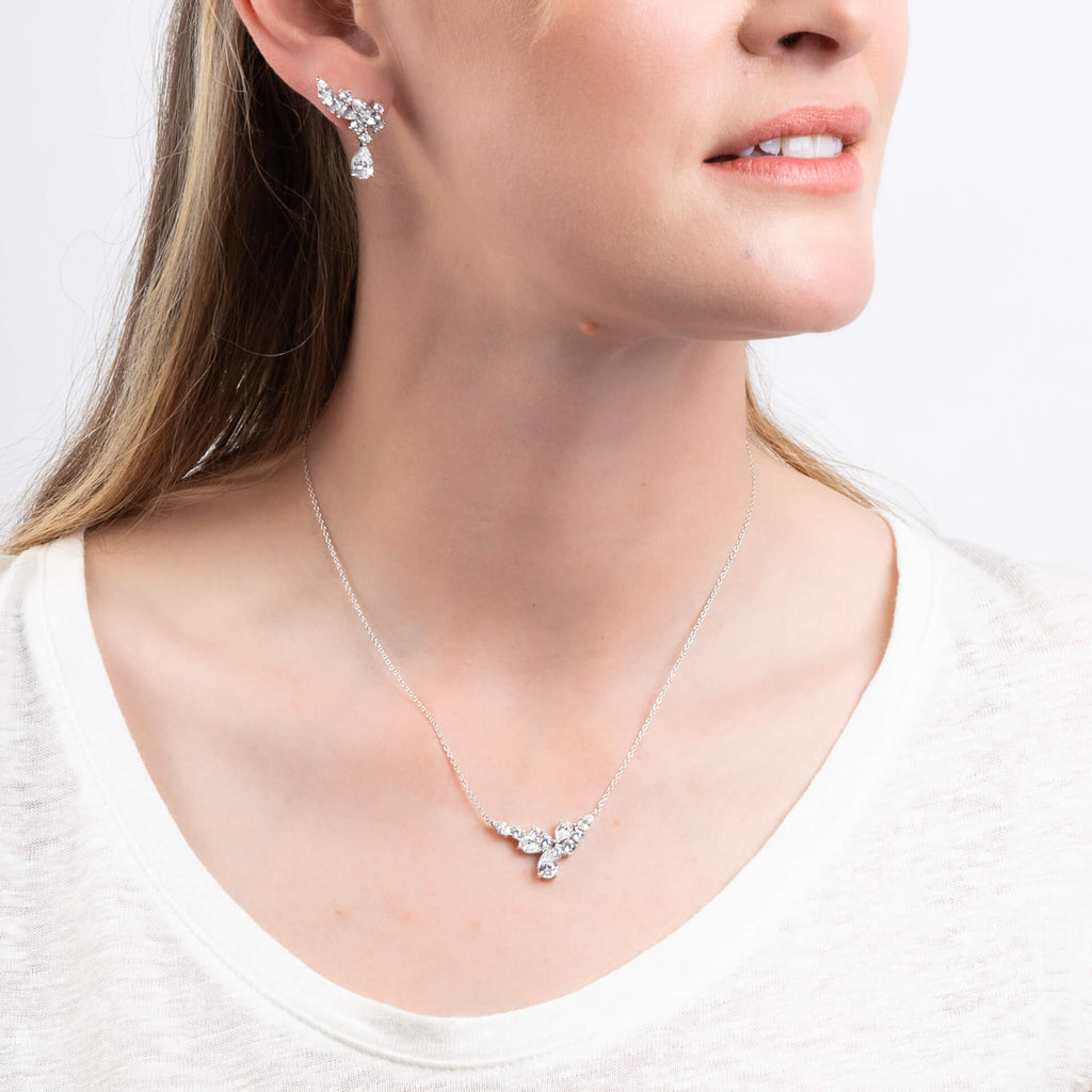 Diamonfire Statement Multi-Cut Zirconia Crawler Earrings with Drop