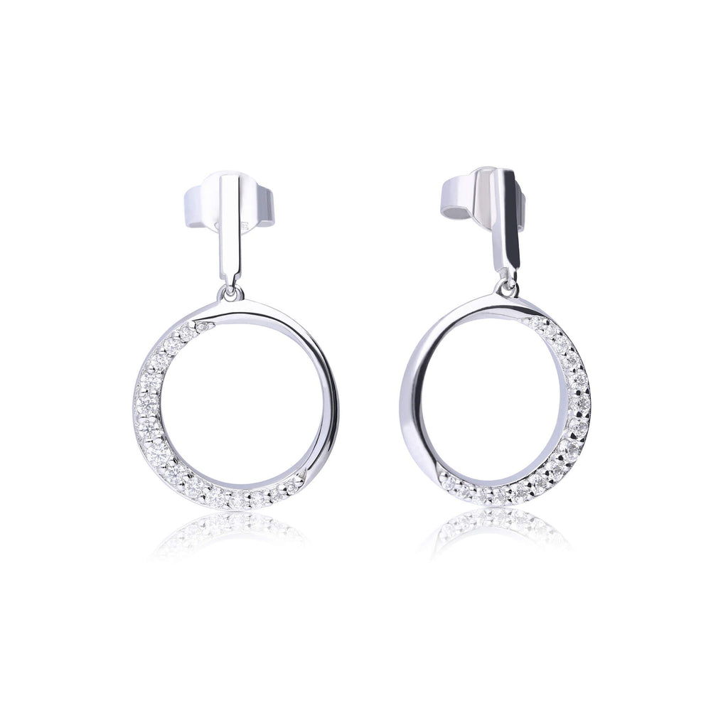 Diamonfire Half Pave Open Circle Earrings