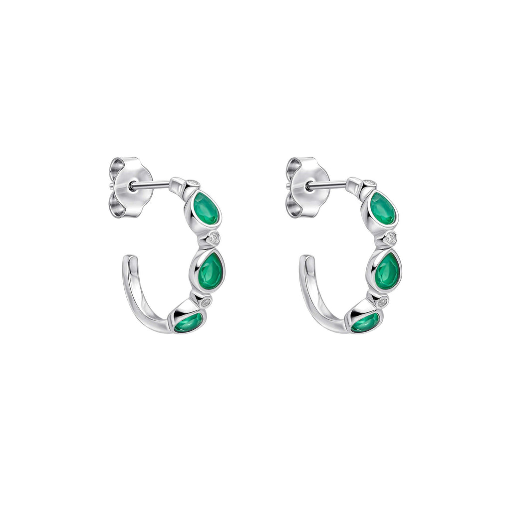 Laura Ashley Silver Thornage Flowers Hoop Earrings