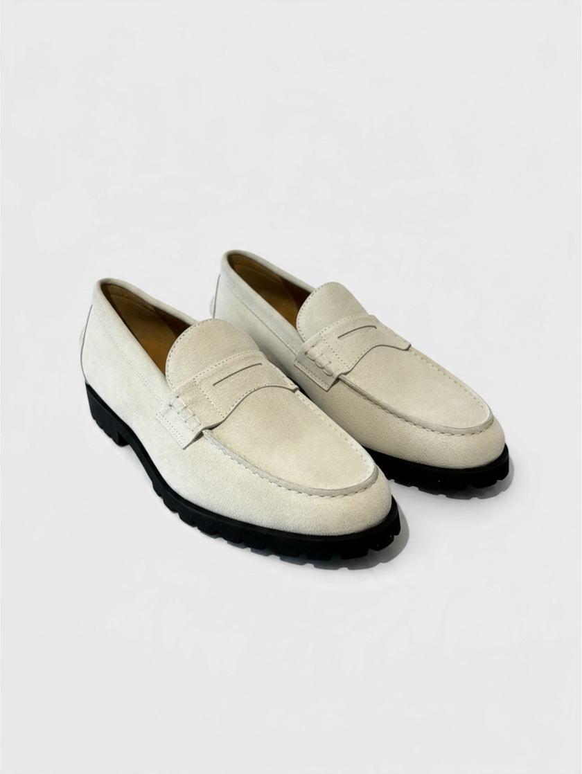 Country Suede Loafer Bone White