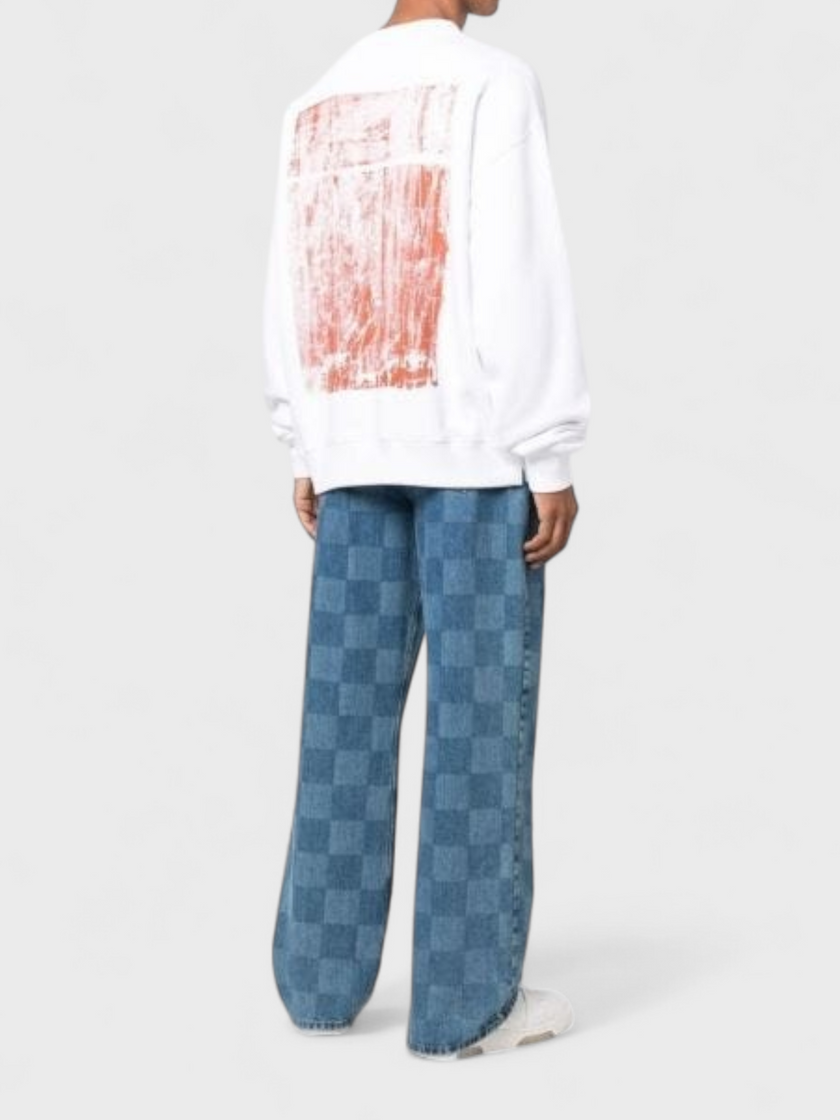 Off-White Sweatshirt Scratch Tab Skate Crewneck White