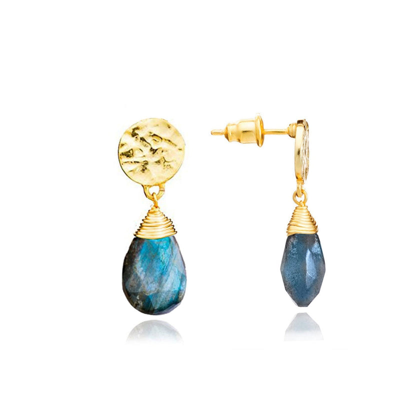 Athena Kate store dråbeformede øreringe: Labradorit