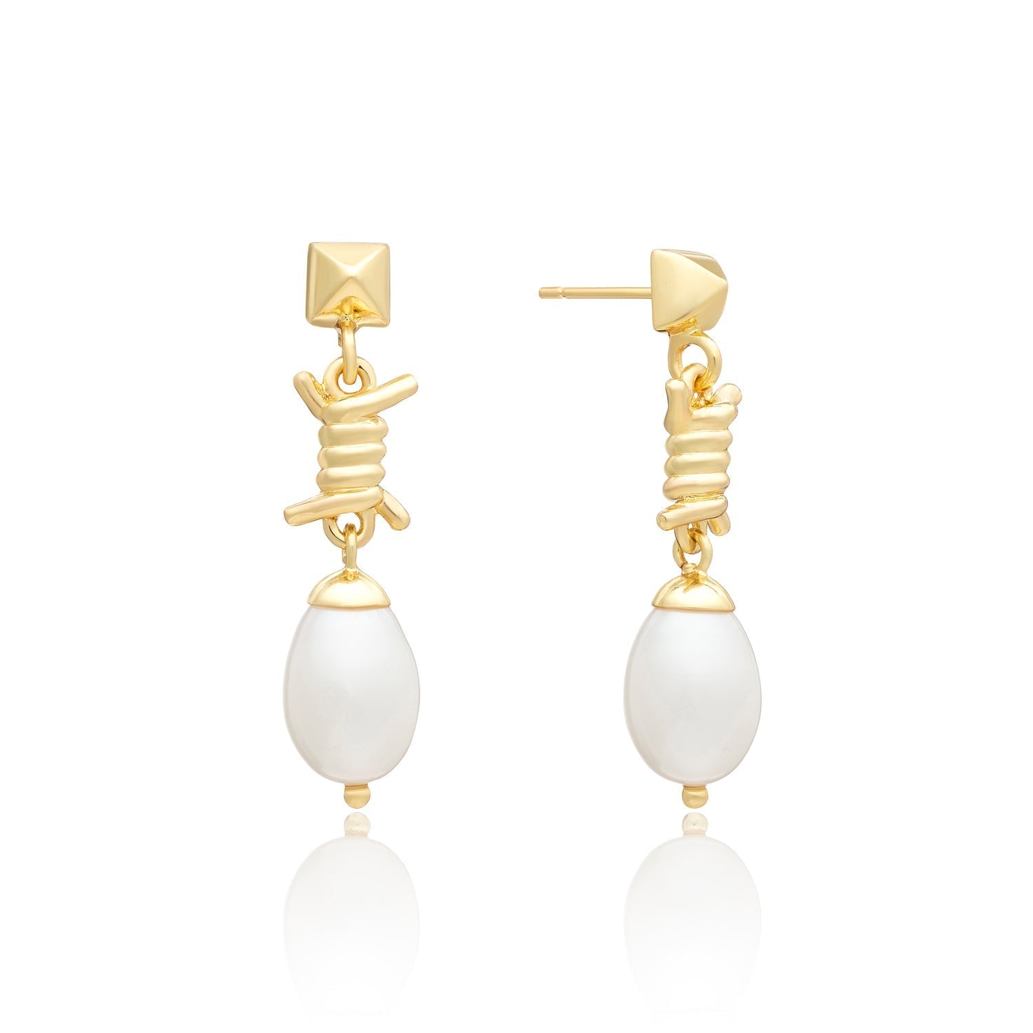 Drop Pearl And Barbed Wire Earrings