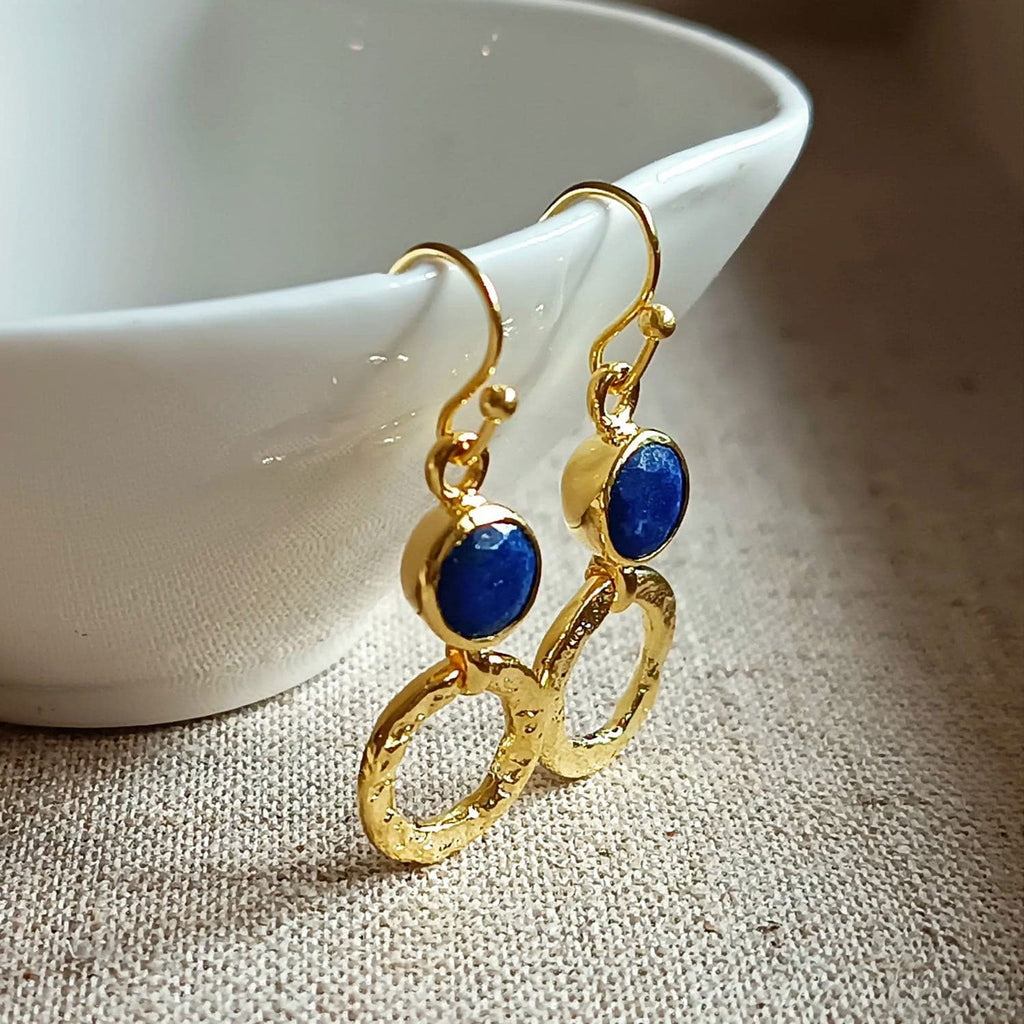 Larissa Gold Hoop and Gemstone Earrings: Green Onyx