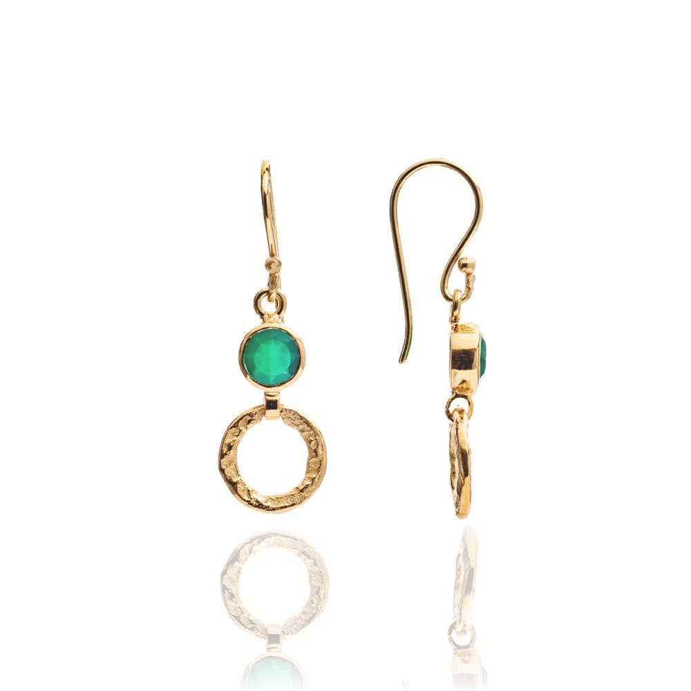 Larissa Gold Hoop and Gemstone Earrings: Green Onyx