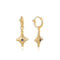 Zeta Four Pointed Star Gold Sleeper Earrings Iolite
