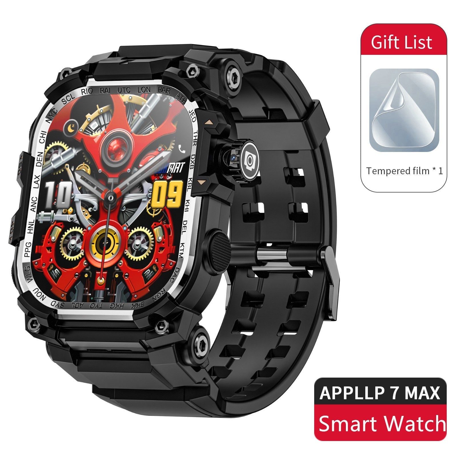 APPLLP 7 MAX Smartwatch mit großem Bildschirm, Wifi, ausziehbarer Kamera