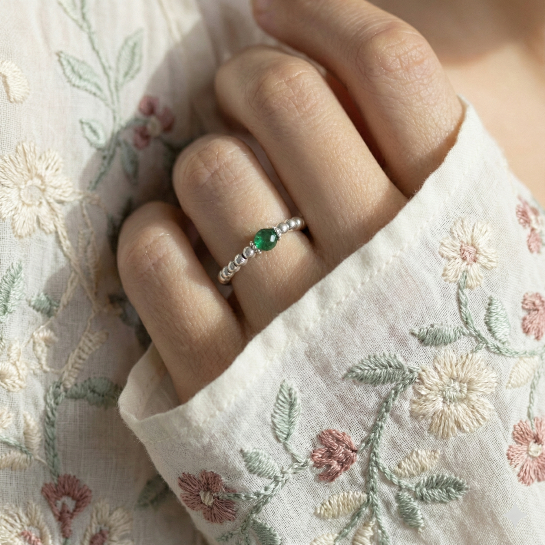 Green Agate Gemstone Ring