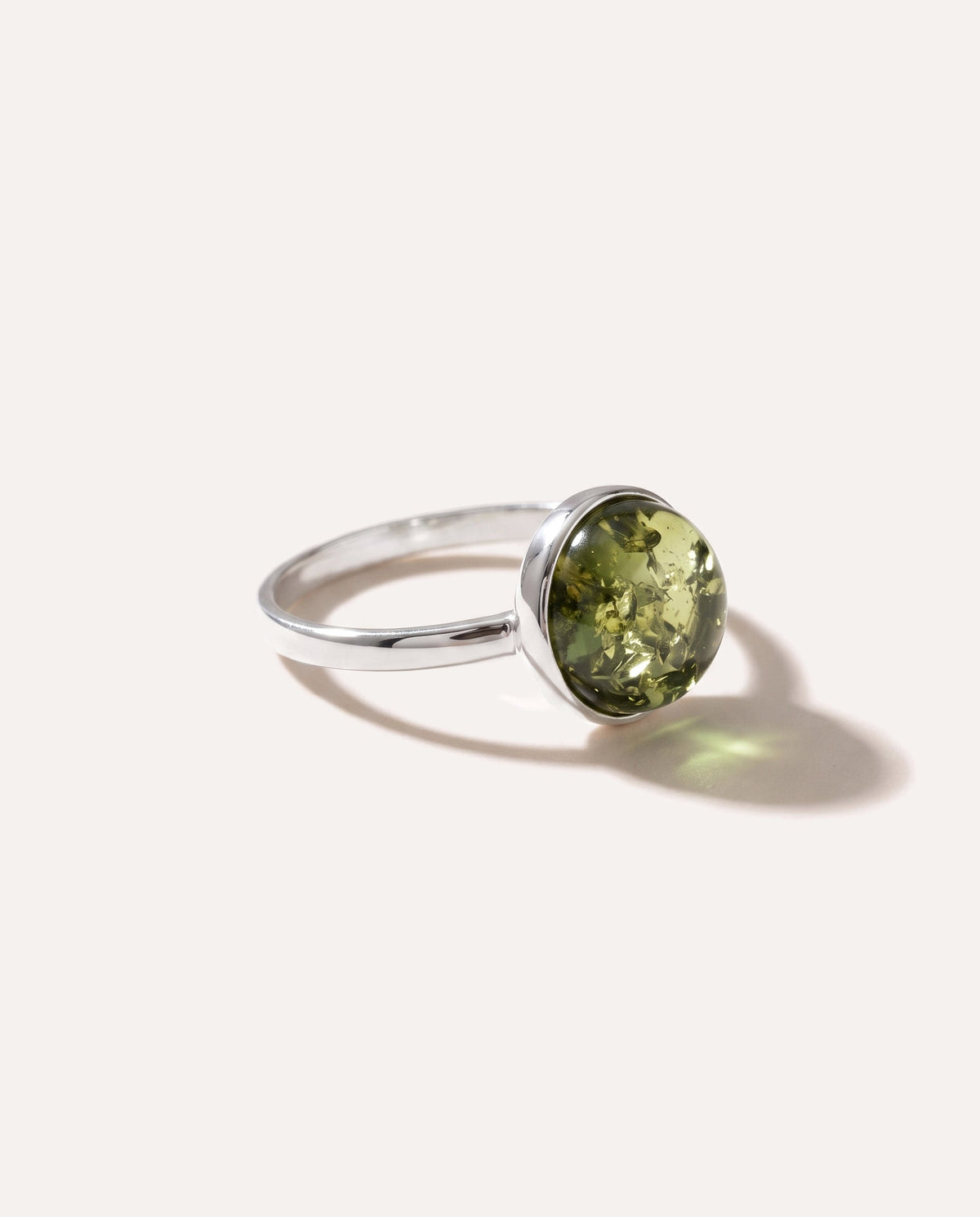 ESSENTIALS Green Amber Solitaire Ring