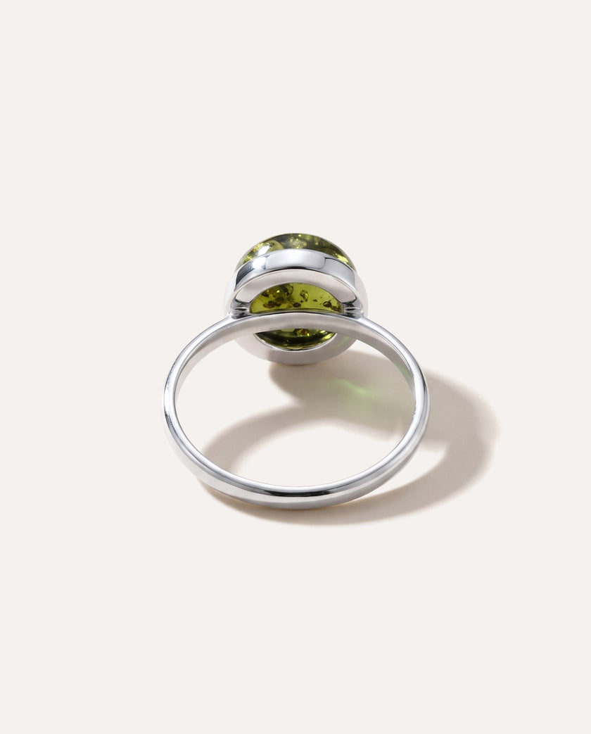 ESSENTIALS Green Amber Solitaire Ring