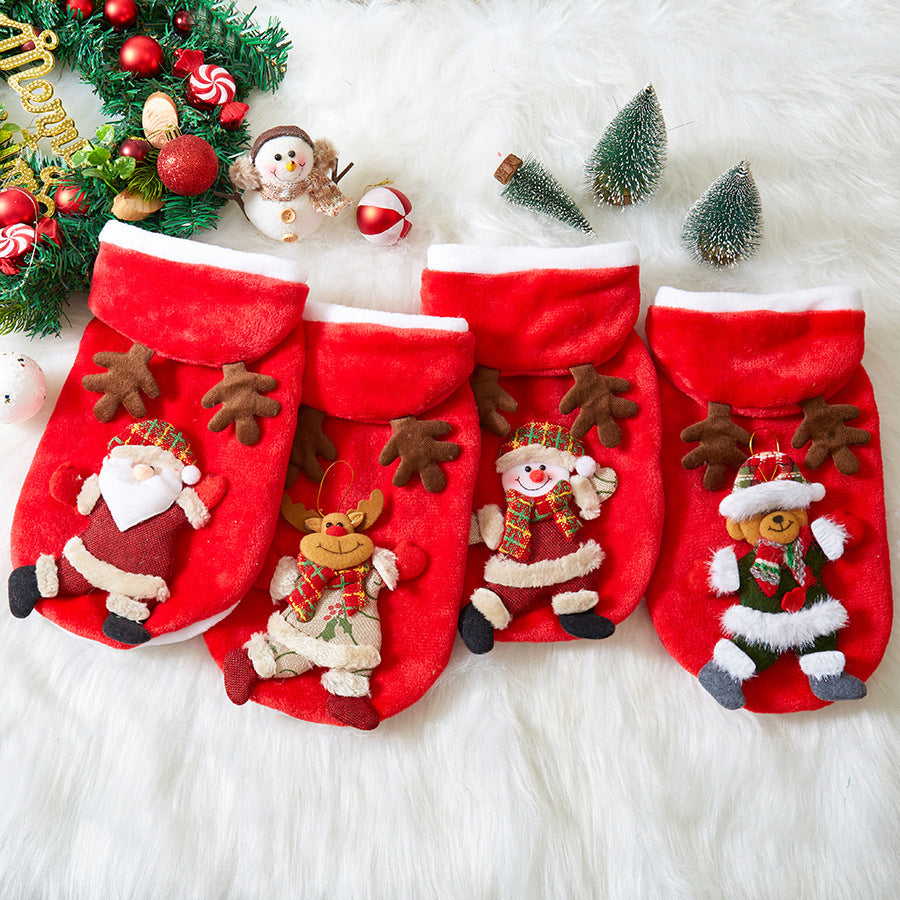 Pet Christmas Costumes Flannel Material Suitable For Small Cats And Dogs