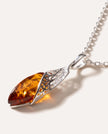 Pendentif fantaisie ambre et argent