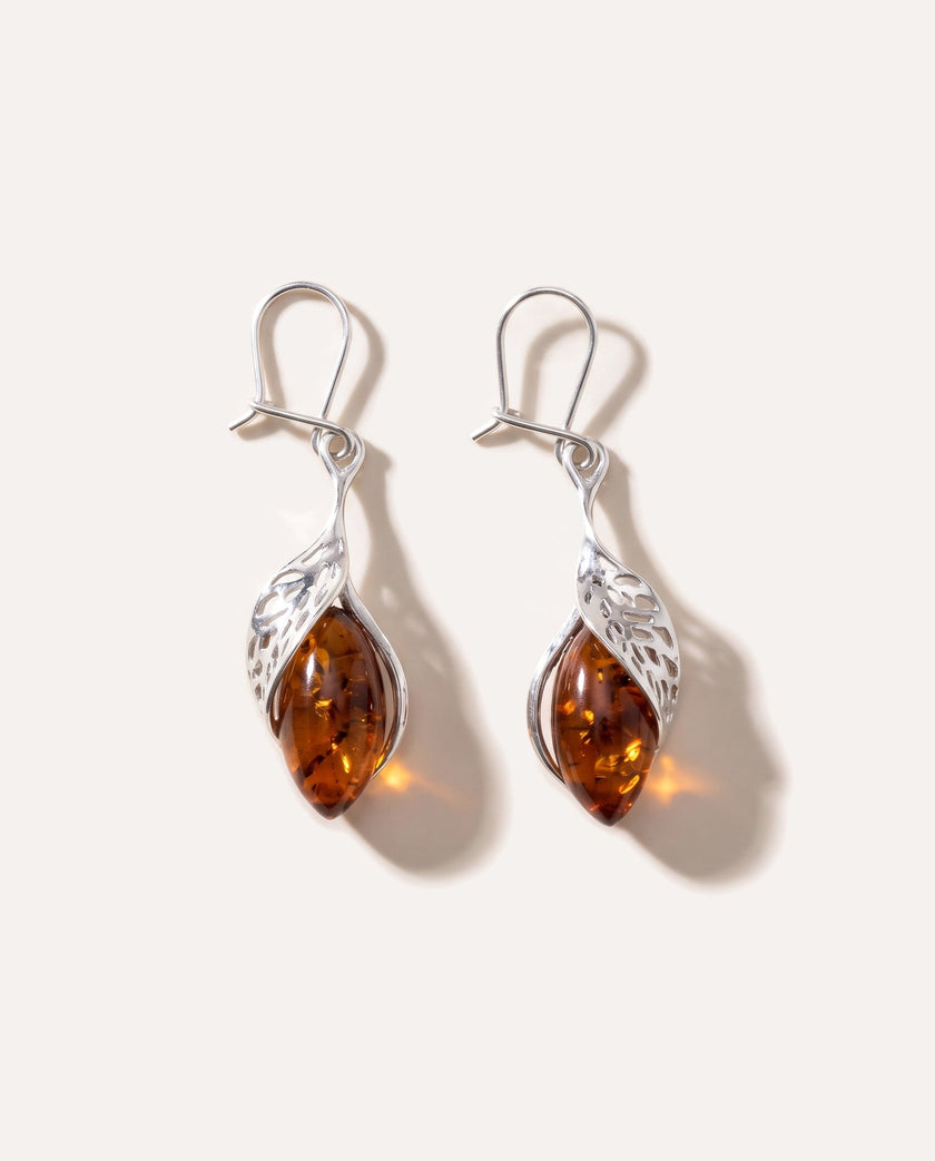 Fancy Top Cognac Amber Earrings