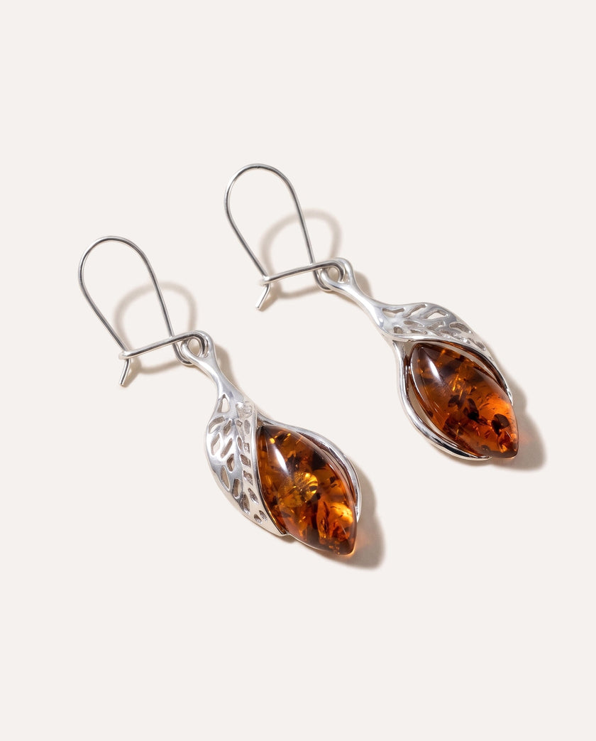Fancy Top Cognac Amber Earrings