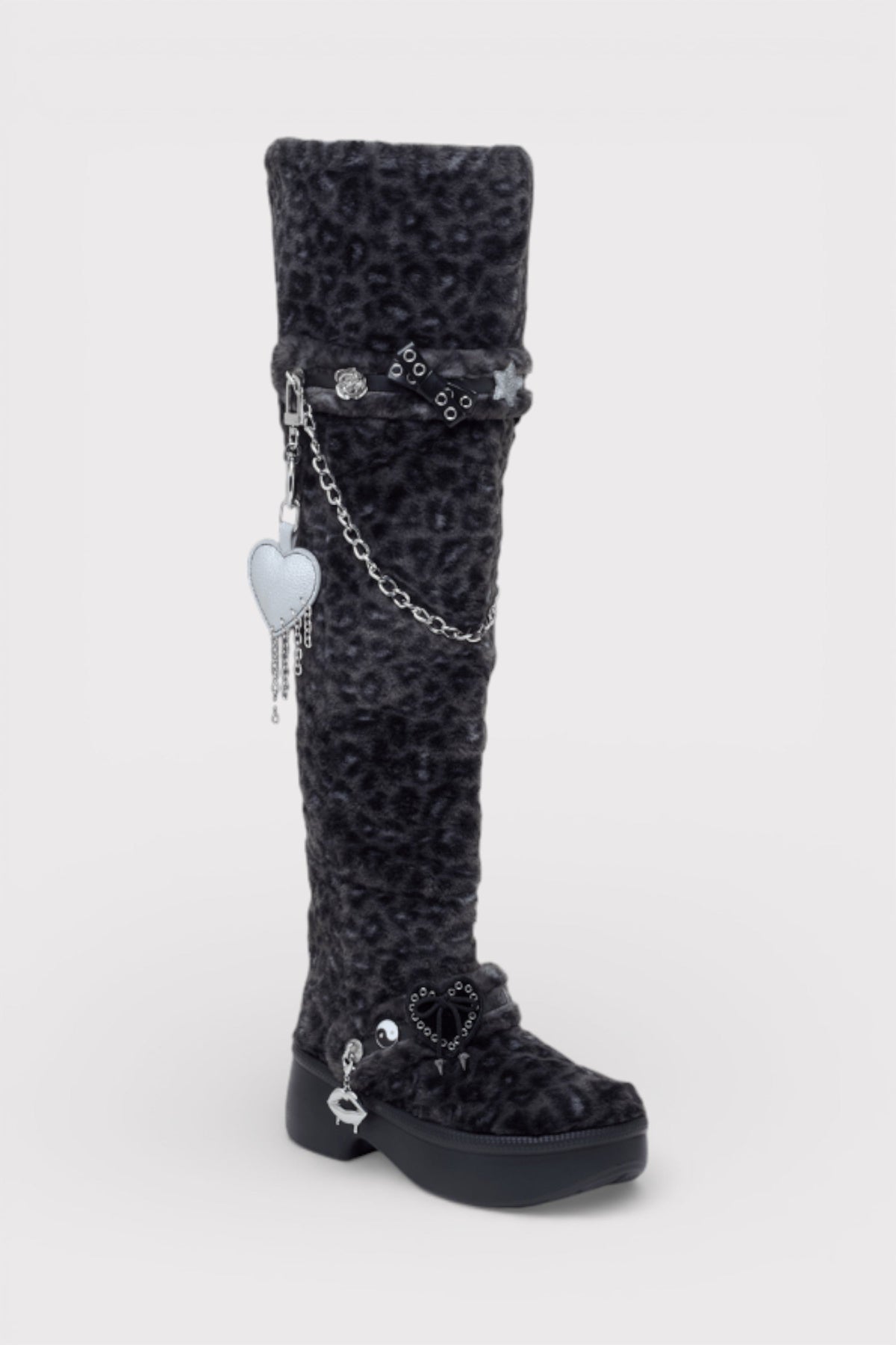 Crocs Classic Unfurgettable Knee High Boot Black Leopard
