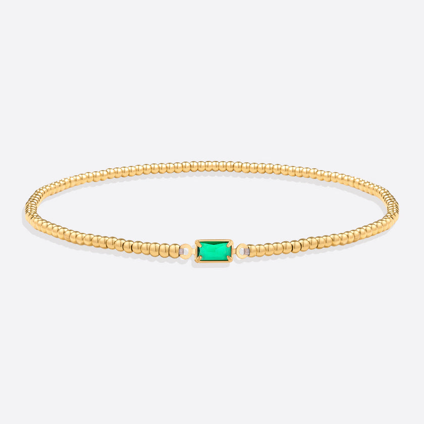 Gold Beaded Birthstone Bracelet