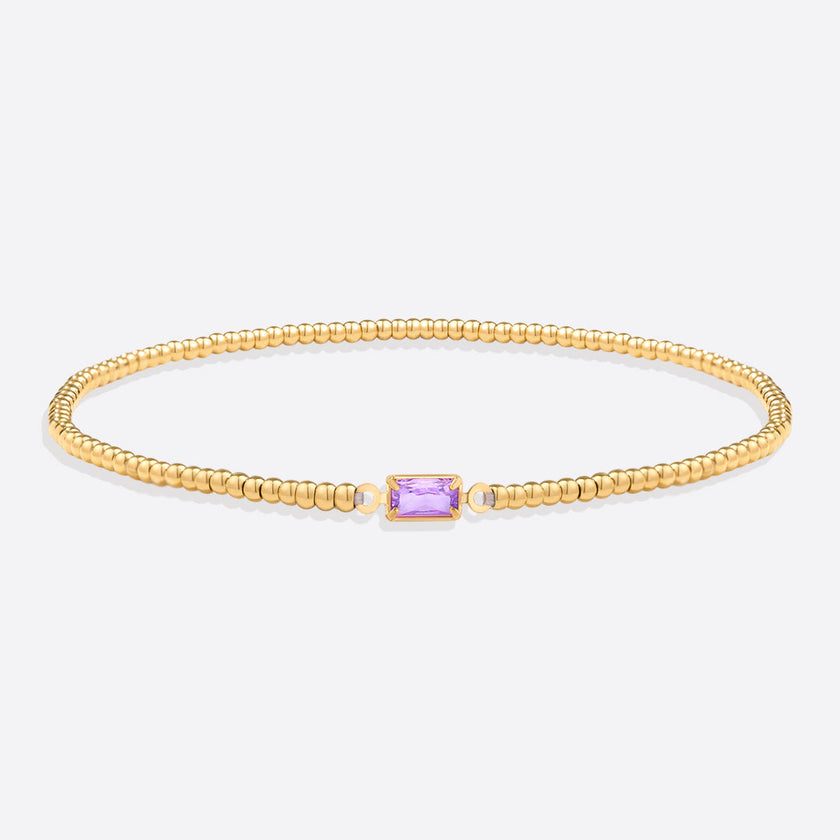 Gold Beaded Birthstone Bracelet