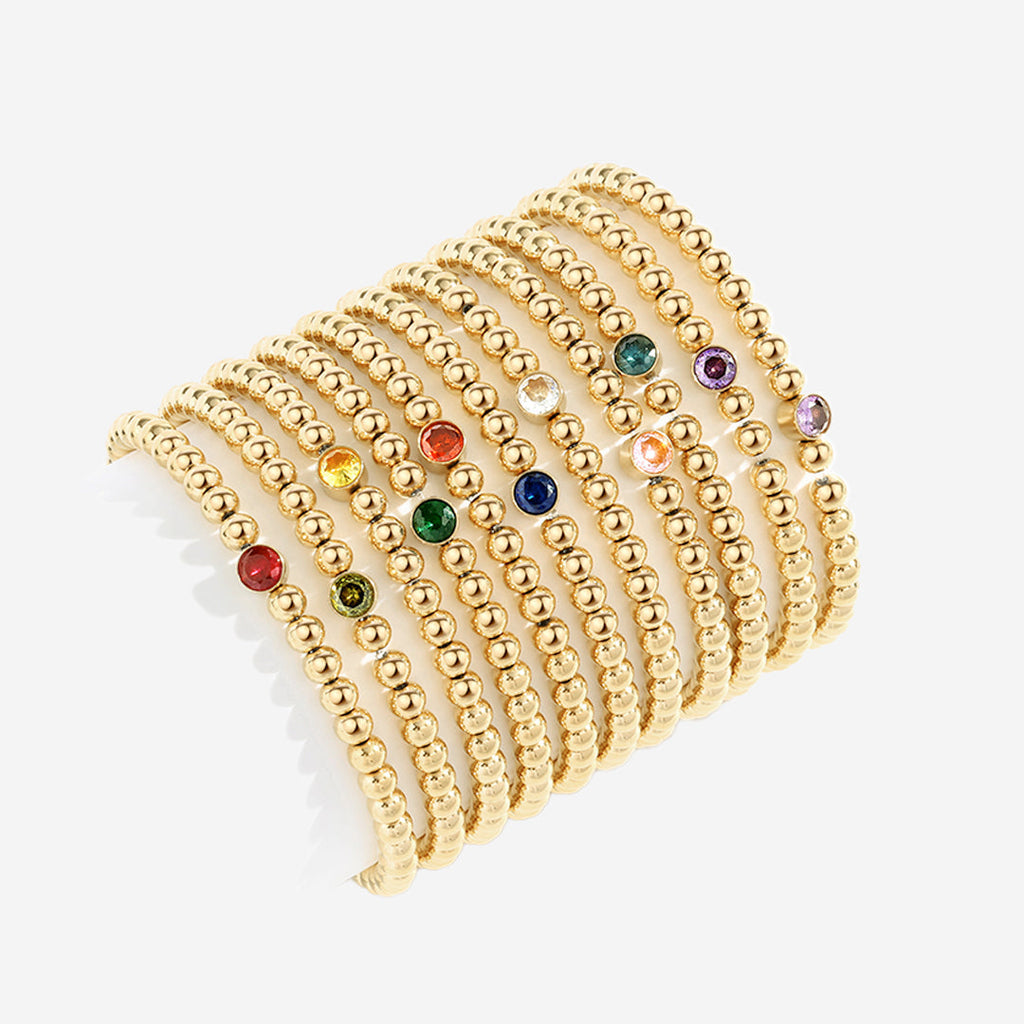 Gold Beaded Bubble Birthstone Bracelet
