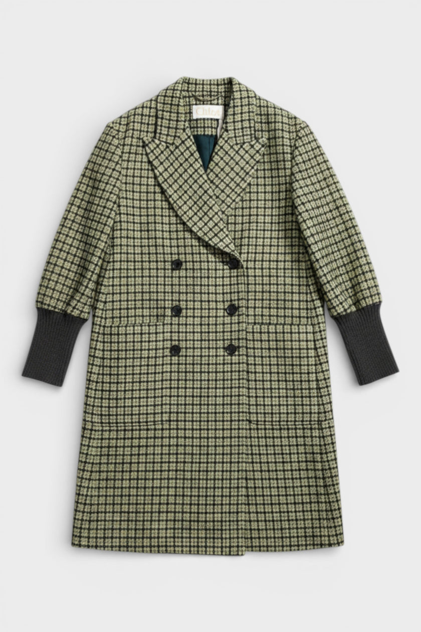 Checked Coat Jacket Green