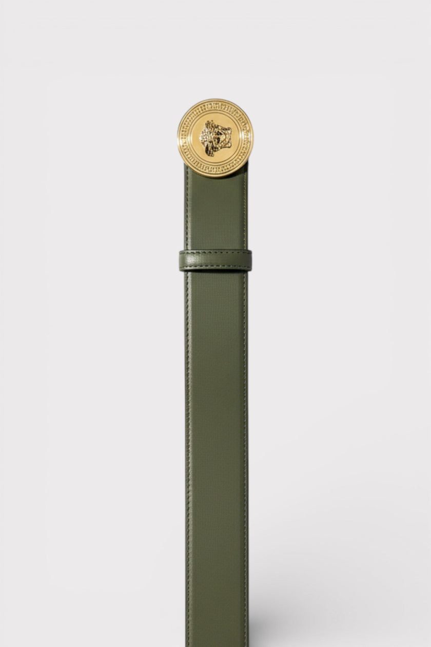 Logo Medusa Belt Calf Leather Olive Black
