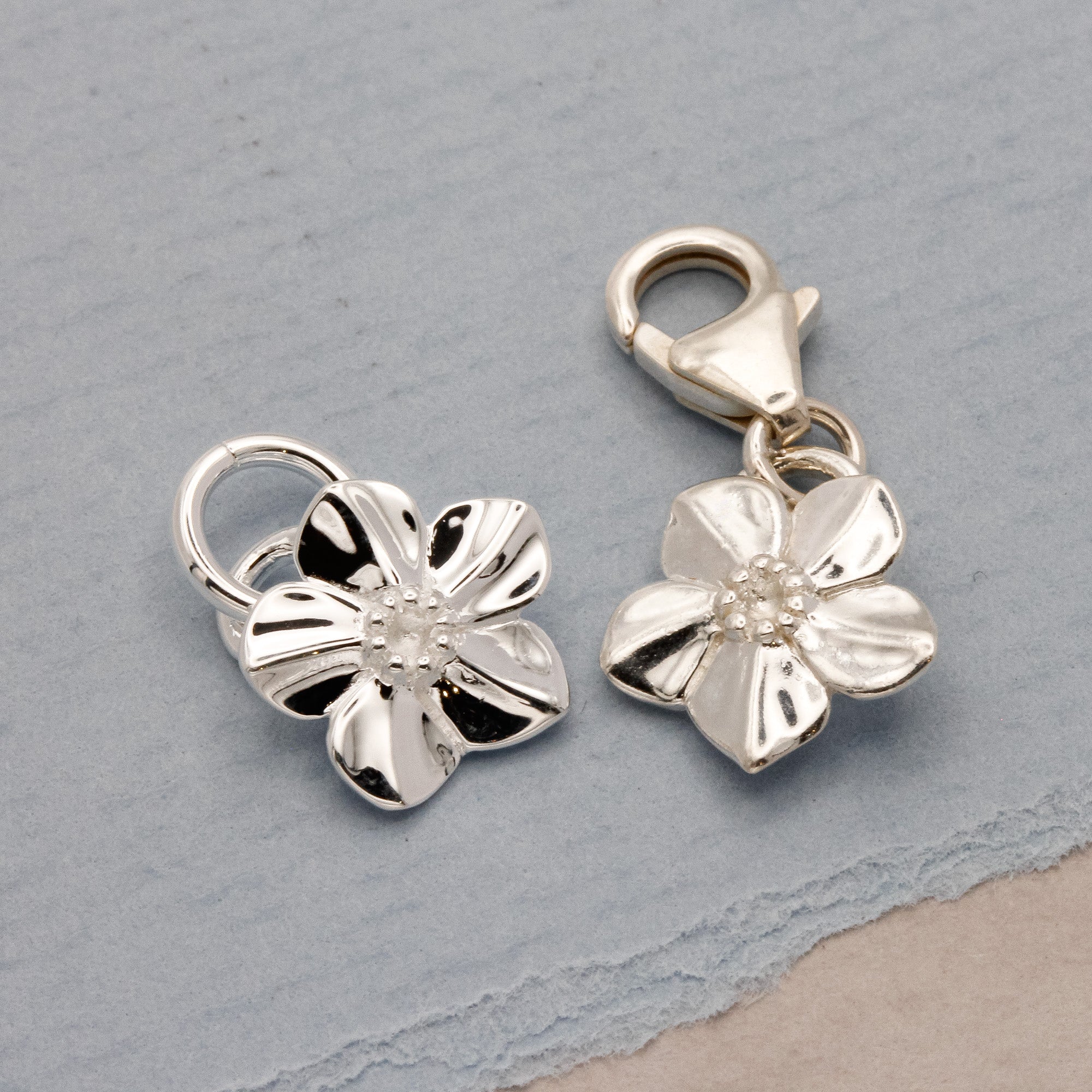 Forget-Me-Not Flower Personalised Silver Charm