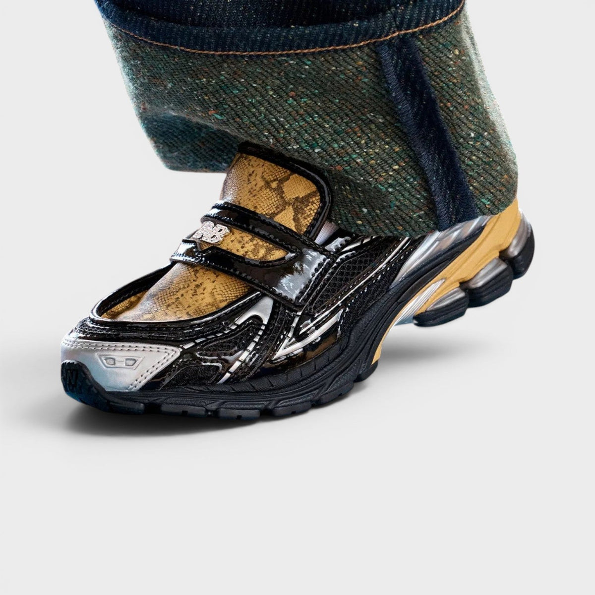Ganni X New Balance Snake Print 1906L Loafer Sneakers