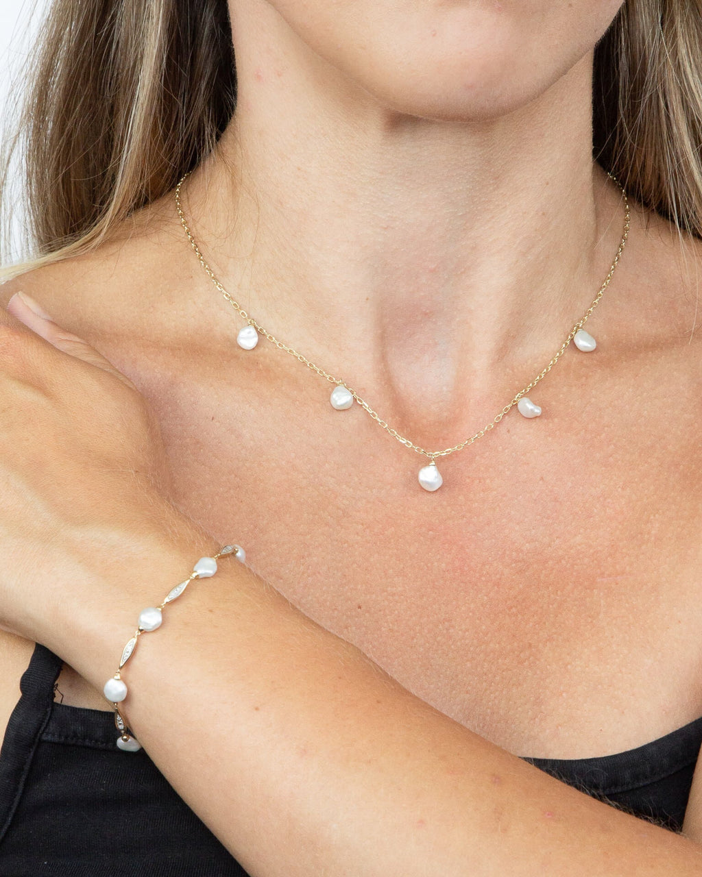 Elements Gold Keshi Pearl Charm Necklace