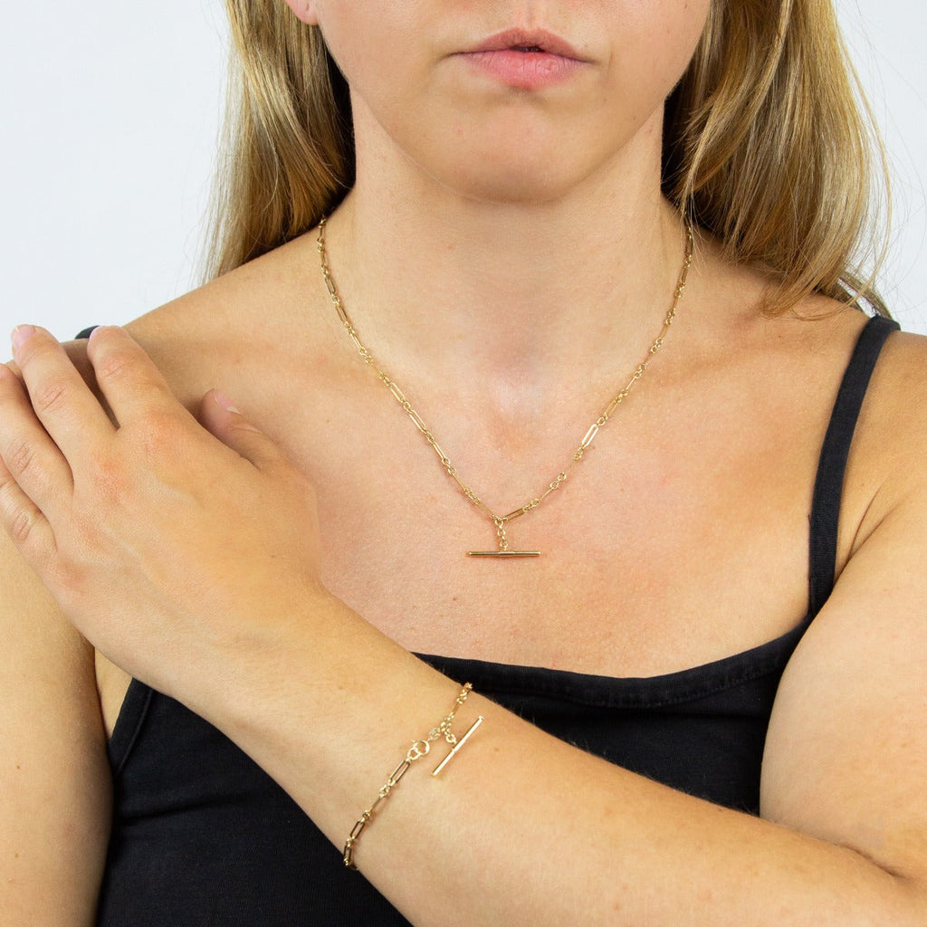 Elements Gold T-Bar Chain Necklace