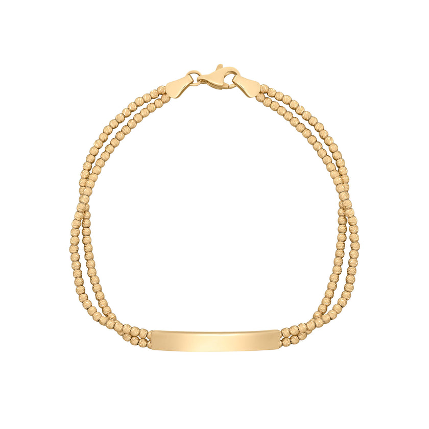 Elements Gold ID Bar Double Bead Chain Bracelet