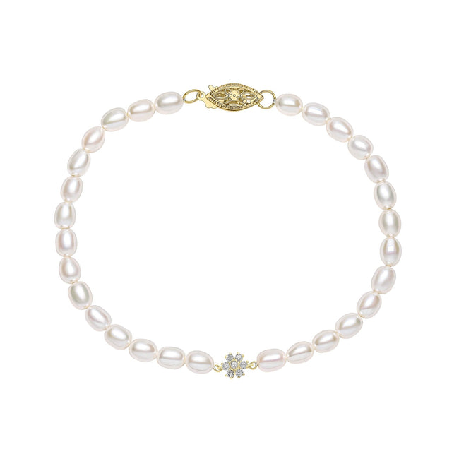 Elements Gold Seed Pearl and Flower Bracelet