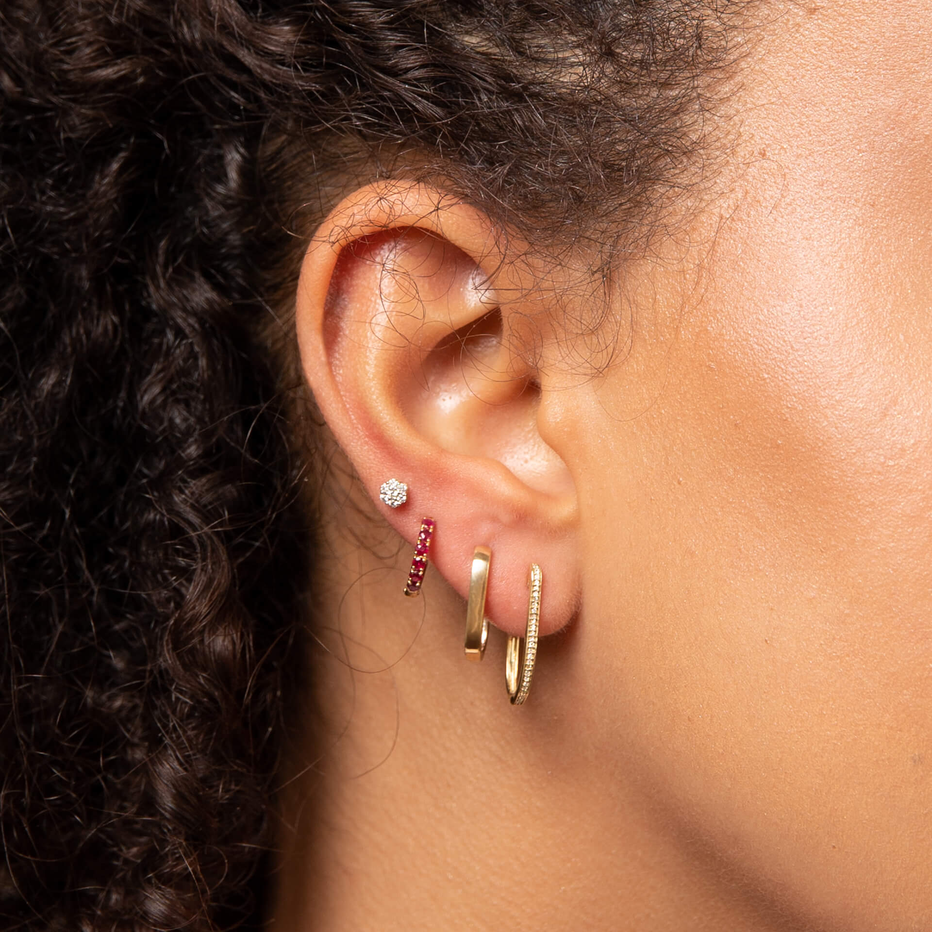Elements Gold Precious Stone Hoop Earrings