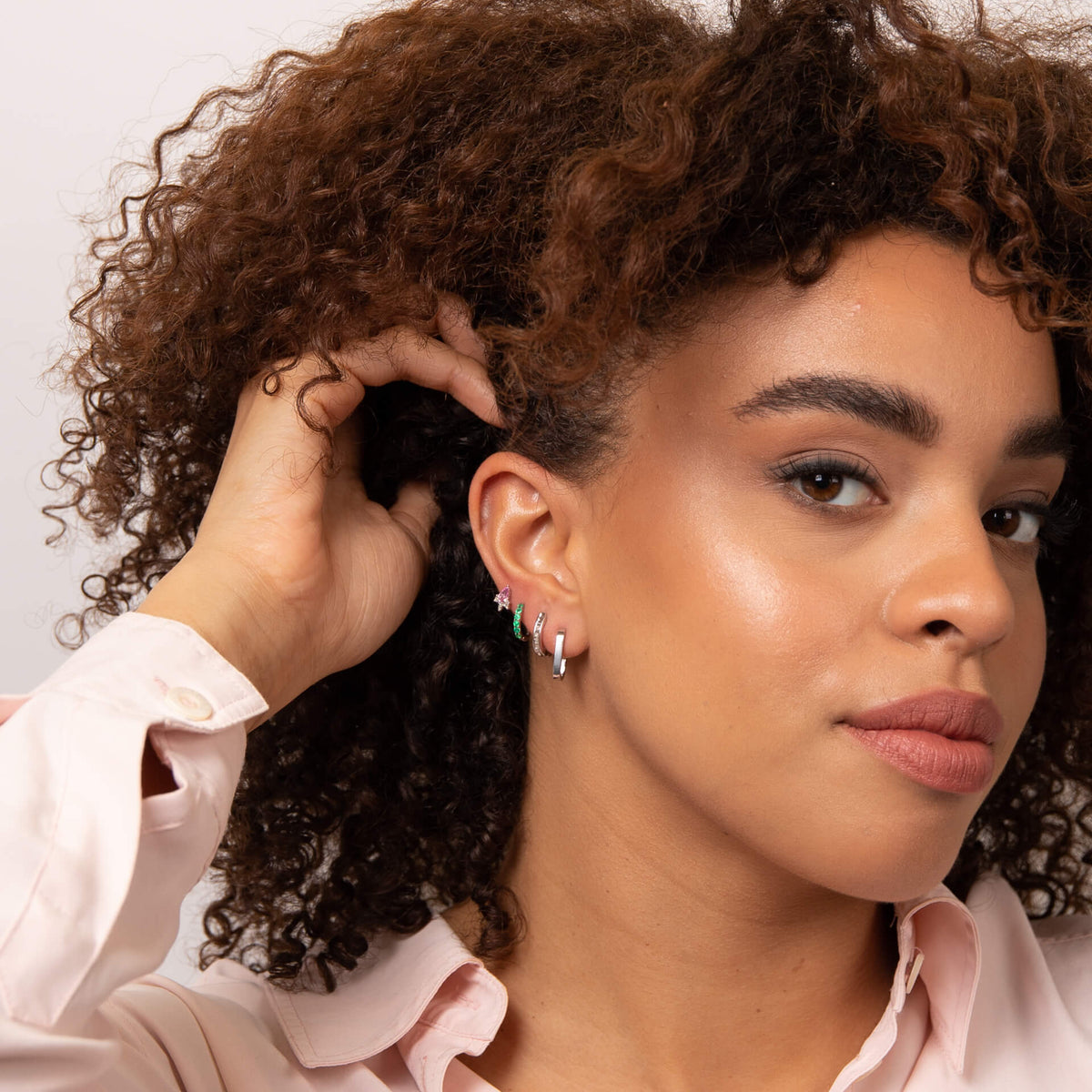 Elements Gold Precious Stone Hoop Earrings