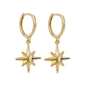 Elements Gold Starburst Charm Hoop Earrings