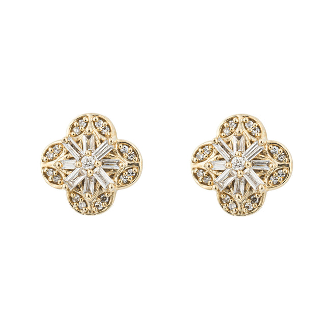 Elements Gold Blumenohrstecker mit Diamant