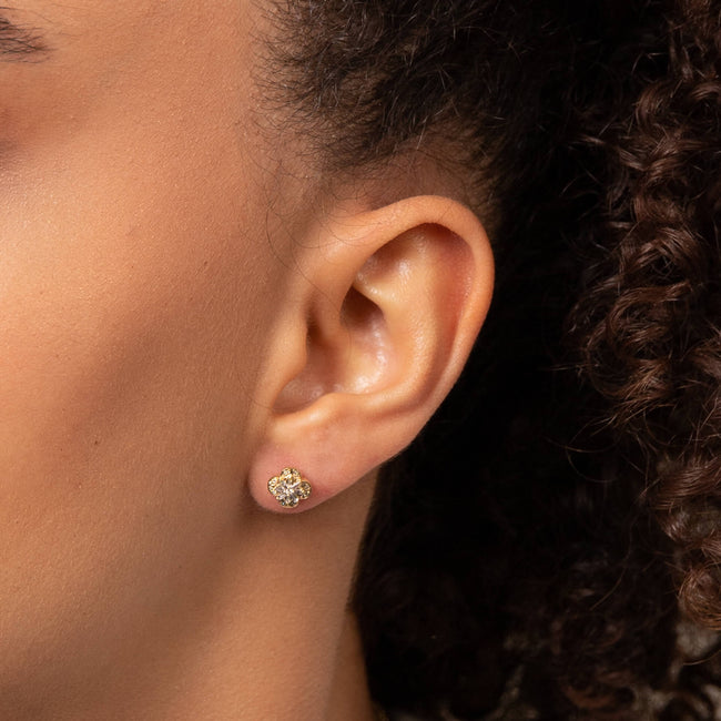 Elements Gold Blumenohrstecker mit Diamant