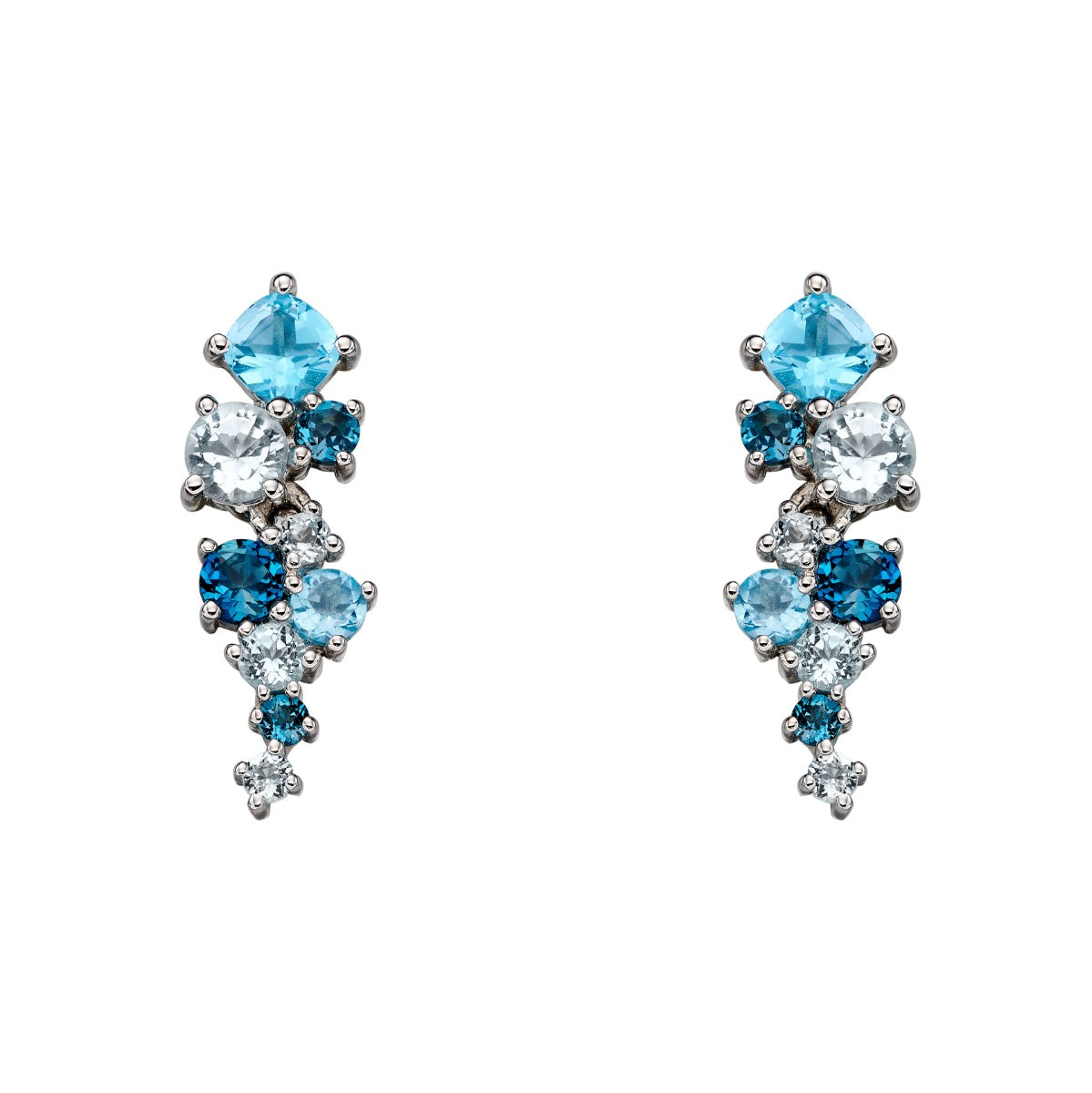 Elements Gold Scatter Earrings with Blue Topaz