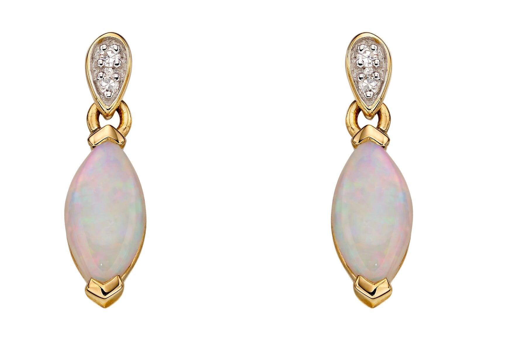Elements Gold Opal Drop Earrings with Diamond