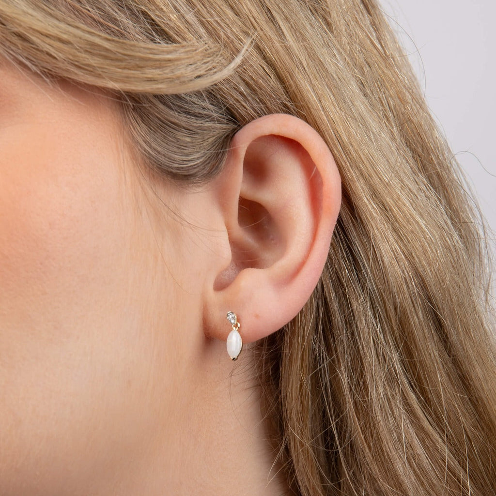 Elements Gold Opal Drop Earrings with Diamond