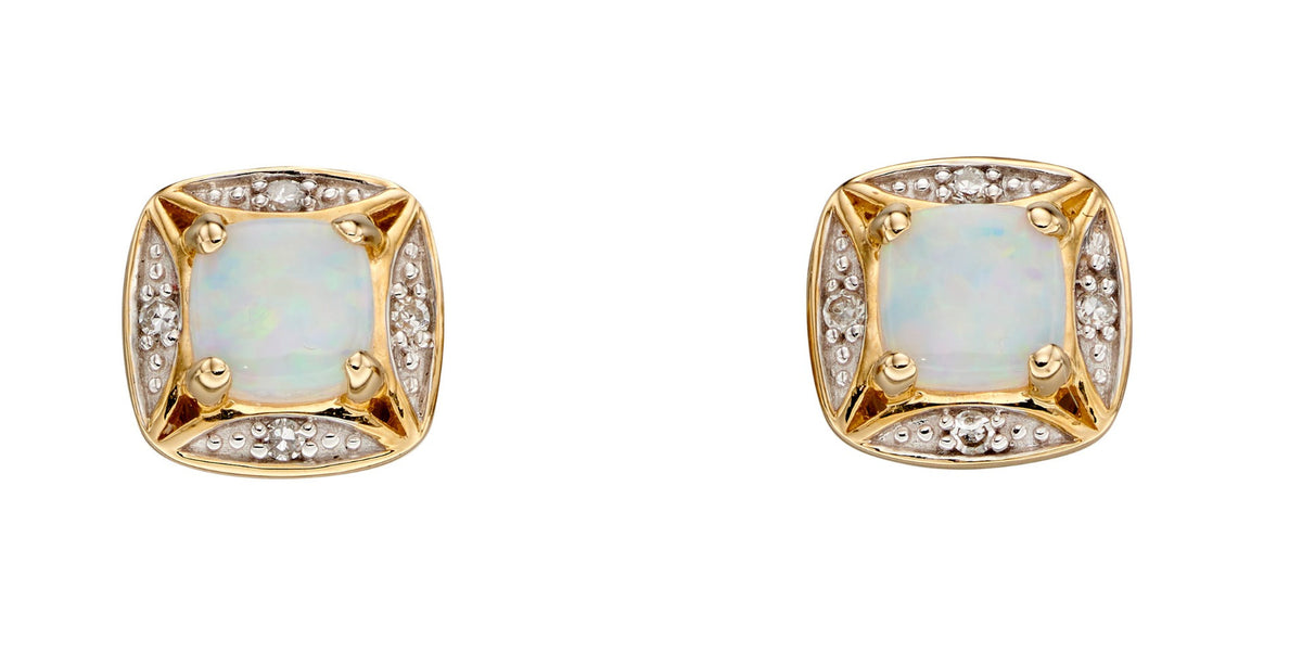 Elements Gold Halbedelstein-Ohrringe mit Diamantenfassung